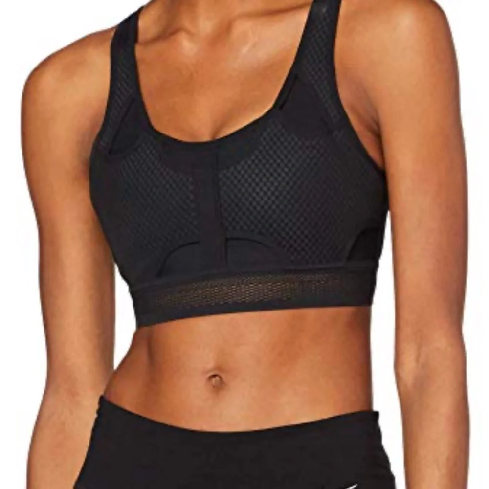 Nike Swoosh Black Mesh Sports Bra CJ0149-010 - Picture 1 of 4